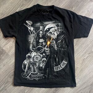 Men's David Gonzales Art DGA Freedom Prison Tower Ride Or Die Motorcycle T Shirt